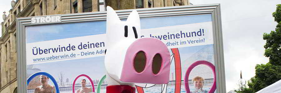 Foto vom Schweinehund, dem Maskottchen von der Kampagne des Landessportbundes Nordrhein-Westfalen e.V.